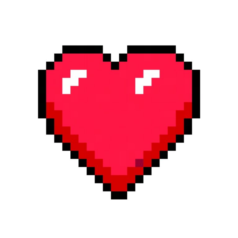 Pixel art of a classic red heart in retro style
