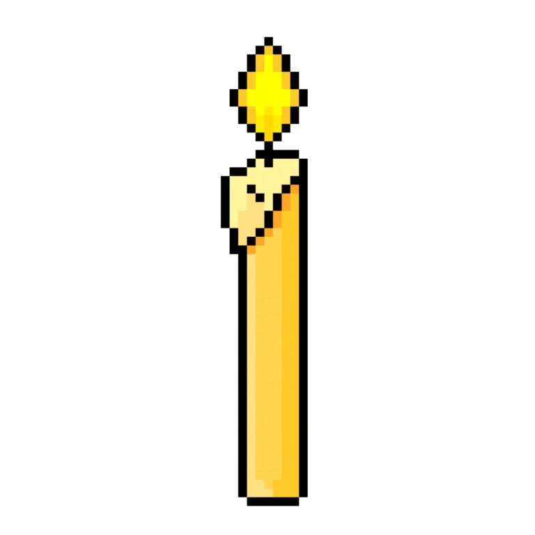 Pixel art of a classic lit candle