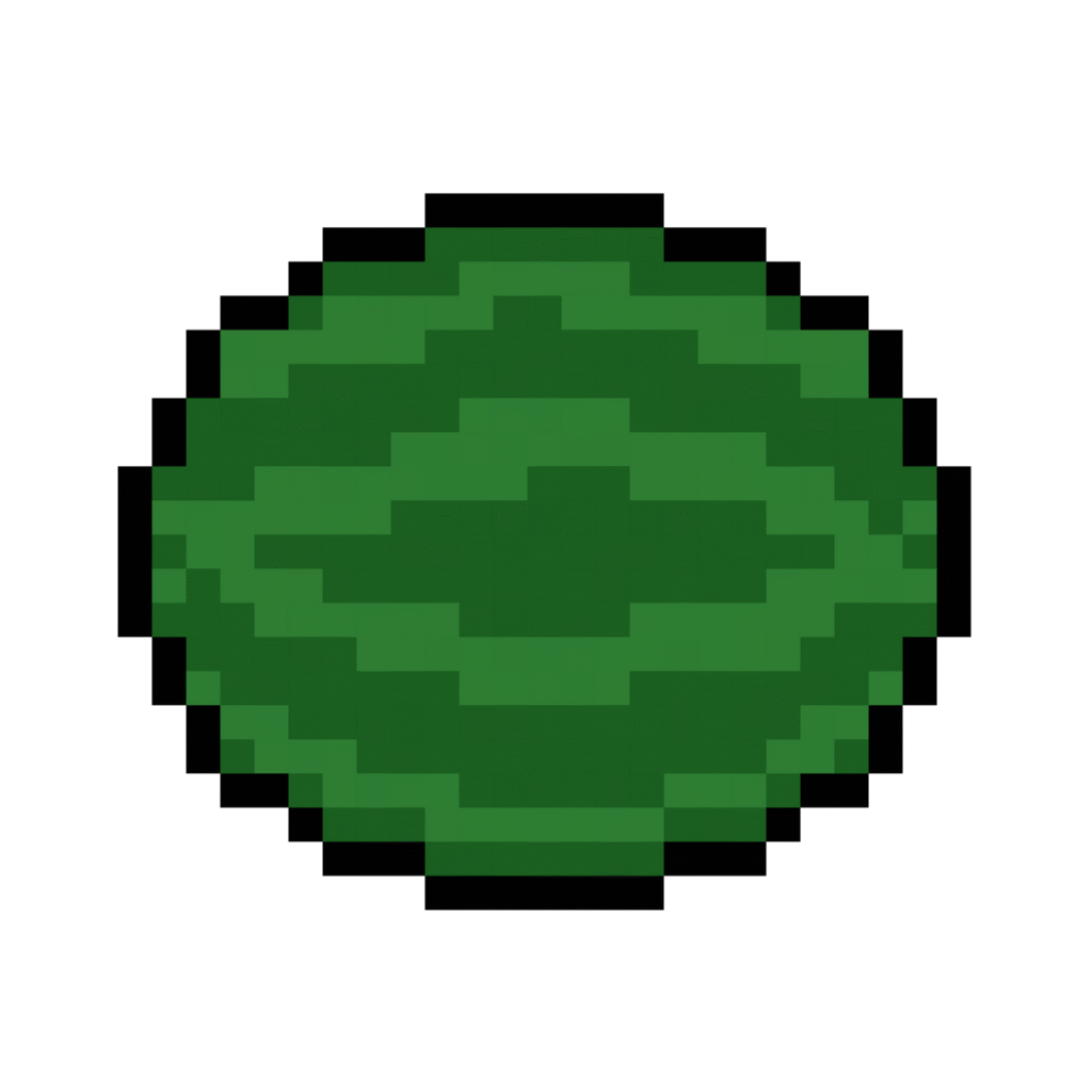 Pixel art of a whole green watermelon with stripes