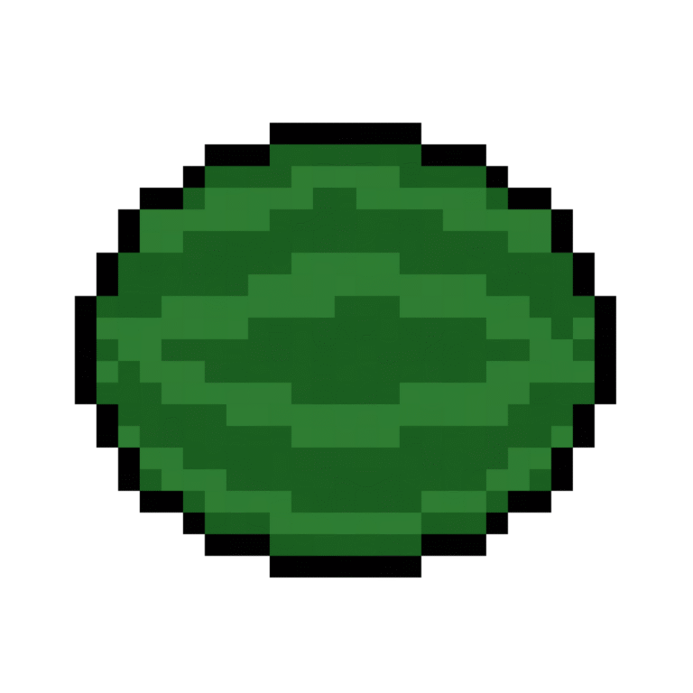 Pixel art of a whole green watermelon with stripes