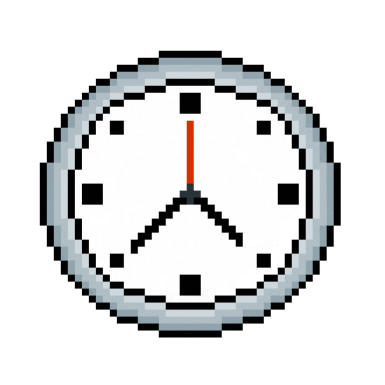Pixel art of a modern wall clock in retro style