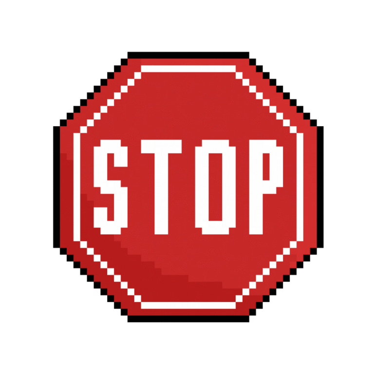 Simple pixel art stop sign in retro style