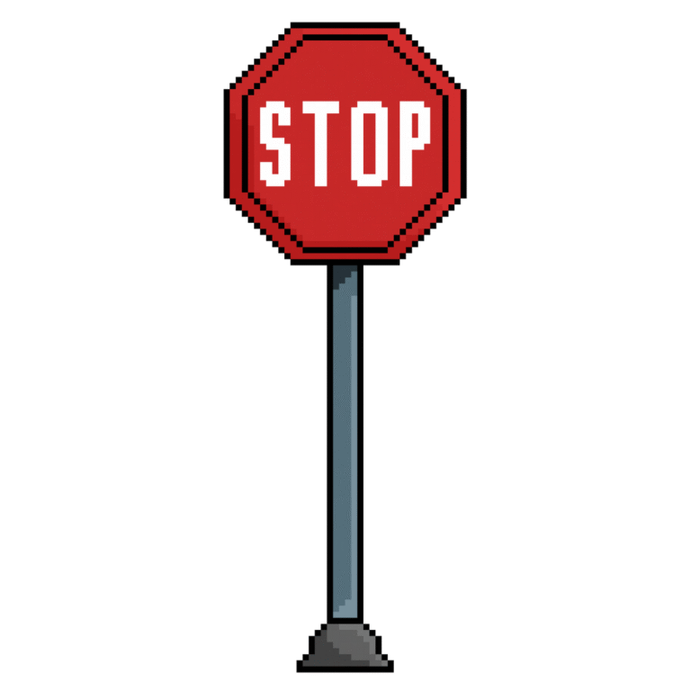 Pixel art of a stop sign in retro style