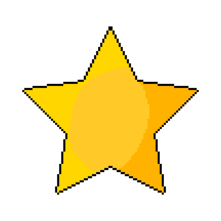 Pixel art of a golden star in retro style