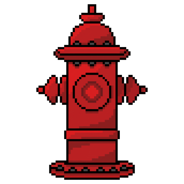 Pixel art of a red fire hydrant in retro style