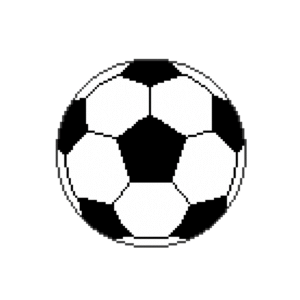 Pixel art of a soccer ball in retro style