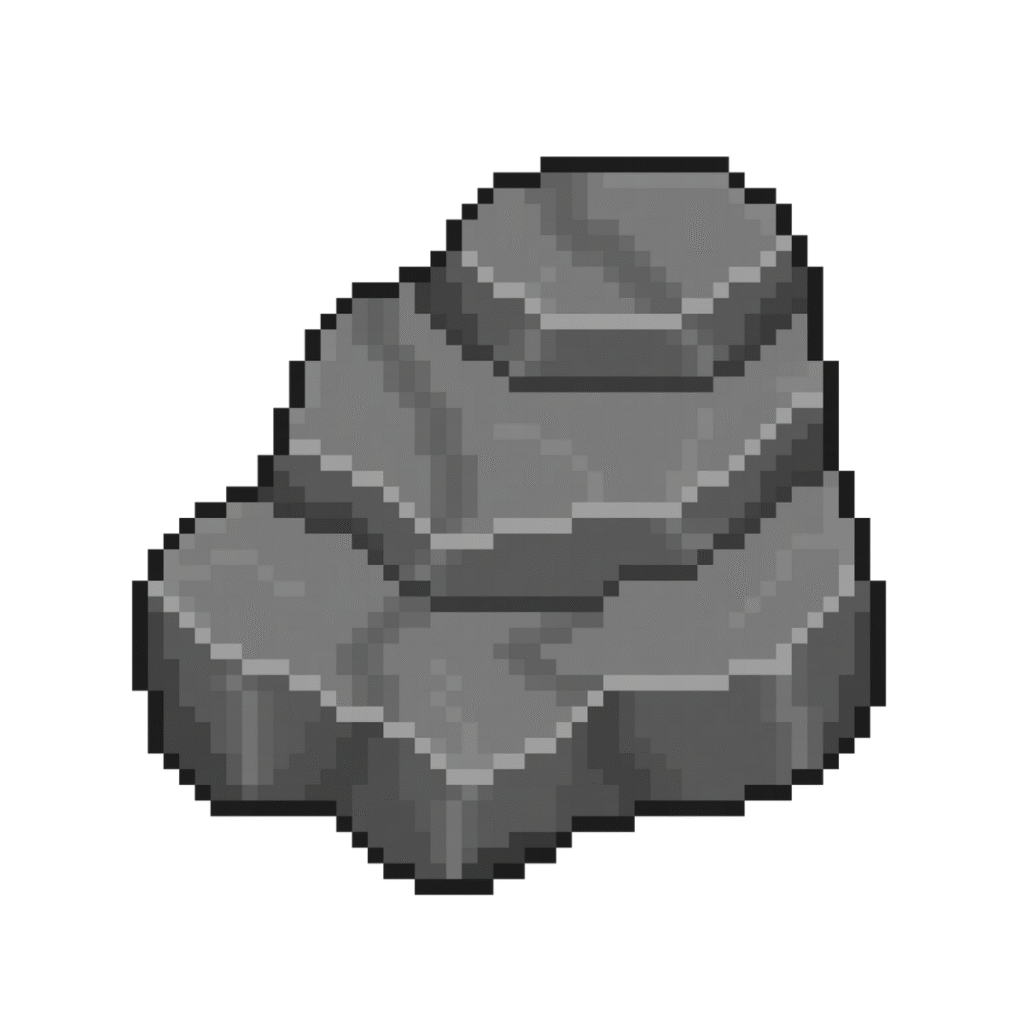 Pixel art of a stepped rock in retro style
