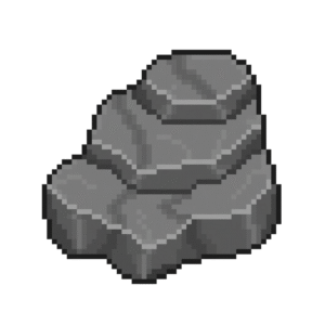 Pixel art of a stepped rock in retro style