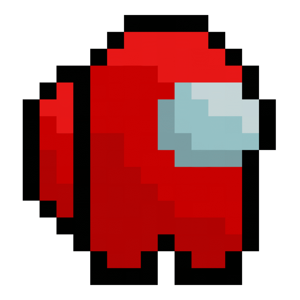 pixel art of a red Among Us in retro style