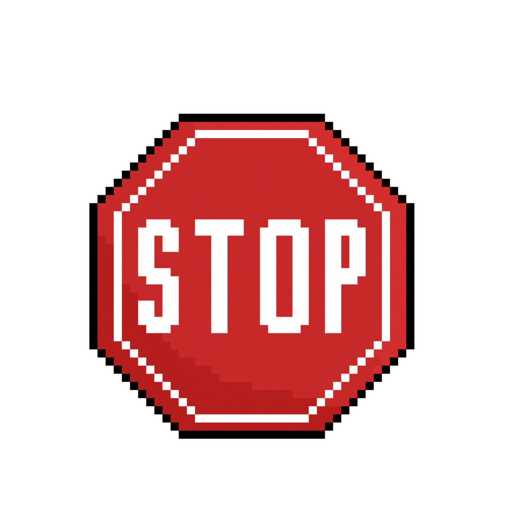 Simple pixel art stop sign in retro style
